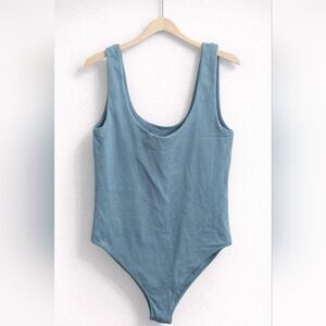 a new day Scoop Neck Tank Bodysuit in Dusty Blue
